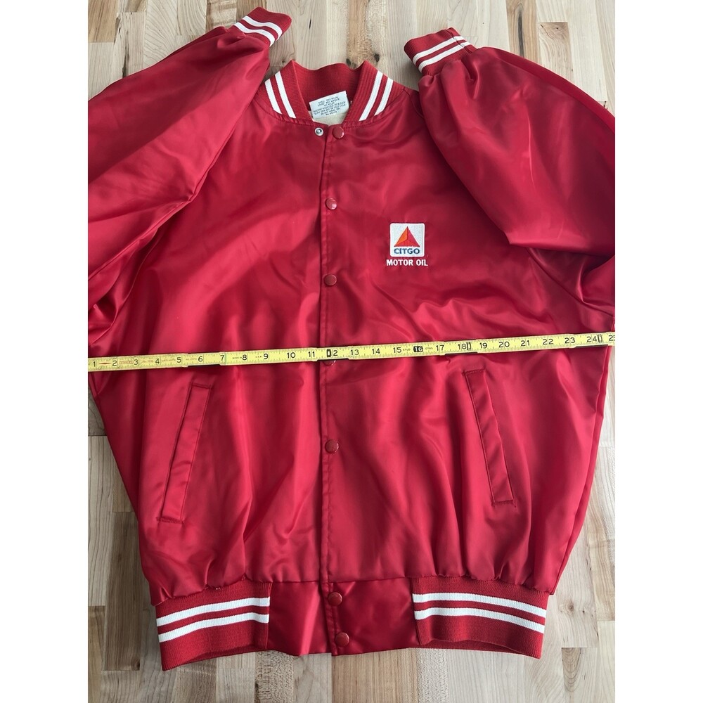 K-Brand Men's Vintage Red Satin Bomber Jacket Citgo Motor Oil Large - Picture 8 of 11